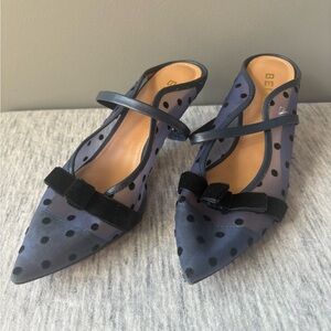 Belle size 7 Elegant Navy Blue Polka Dot Women's Shoes, small heel